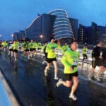 Competitors cross the Samuel Beckett Bridge 29/4/2012