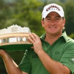 Graeme McDowell poses with the trophy 13/7/2008