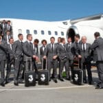 The Republic of Ireland squad and management prepare to board the team plane 27/5/2012