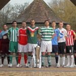 Players stand with the 2012 Airtricity League Cup 24/2/2012