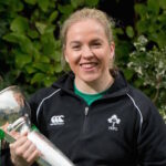 Niamh Briggs with the 6 Nations trophy 23/3/2015