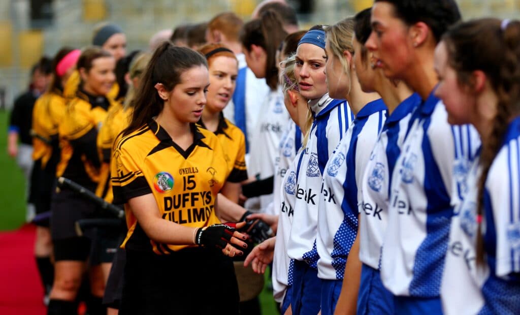 The two teams shake hands before the start of the game 6/3/2016