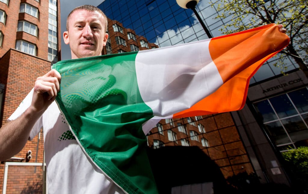 Olympic Council Of Ireland Media Briefing : 100 Days Out from the 2016 Olympic Games in Rio, Conrad Hotel, Dublin 27/4/2016 Boxer Paddy Barnes, flag-bearer for the Ireland team at the 2016 Olympic Games in Rio Mandatory Credit ©INPHO/James Crombie