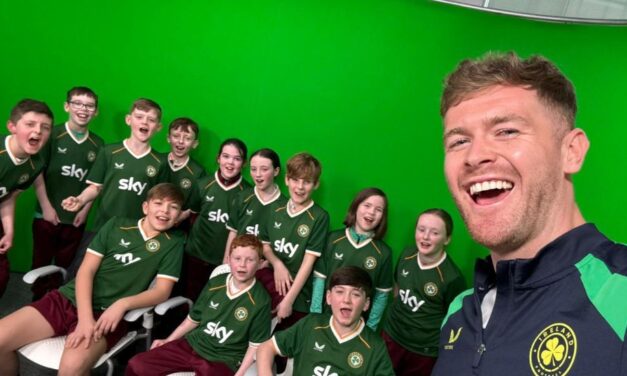 Nathan Collins Surprises Leixlip Students During Sky Up Academy Visit