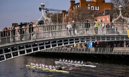 University Boat race Lights Up the Liffey